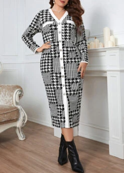 Black Plus Size Plaid Dress